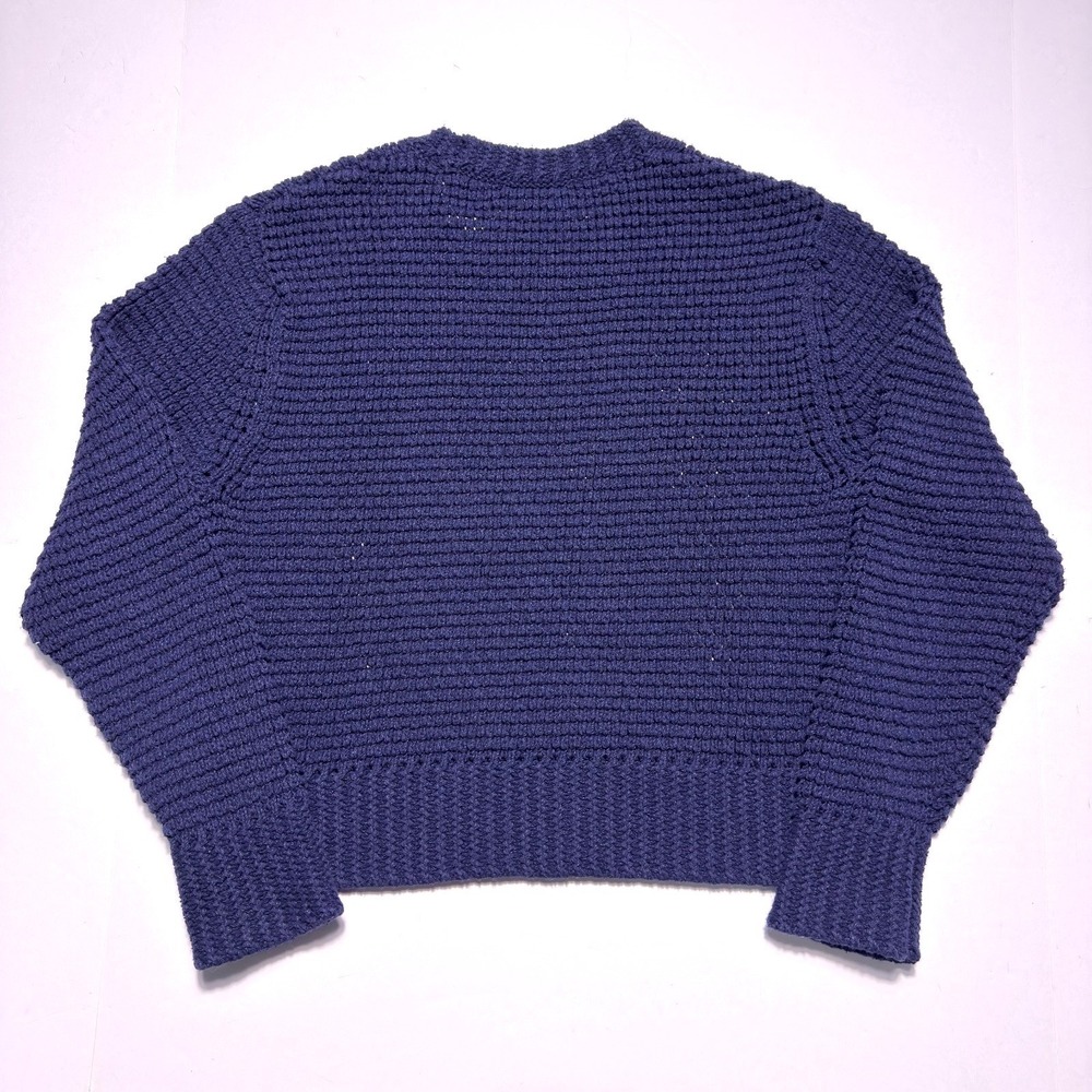 RE/DONE Chunky Knit Sweater Womens Small Navy Cropped Pullover - Picture 2 of 8